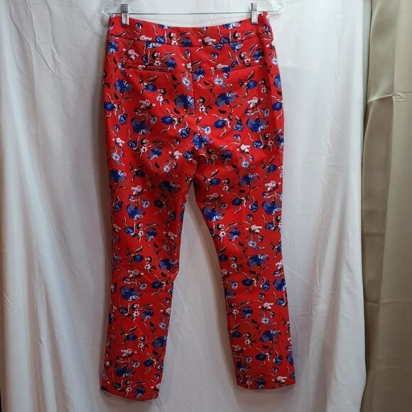 Cynthia Rowley Red and Blue Floral Ankle Pants Size 6 - Picture 10 of 11
